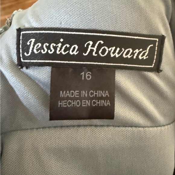 Jessica Howard Strapless Gray Dress with Ruffles - Picture 2 of 4